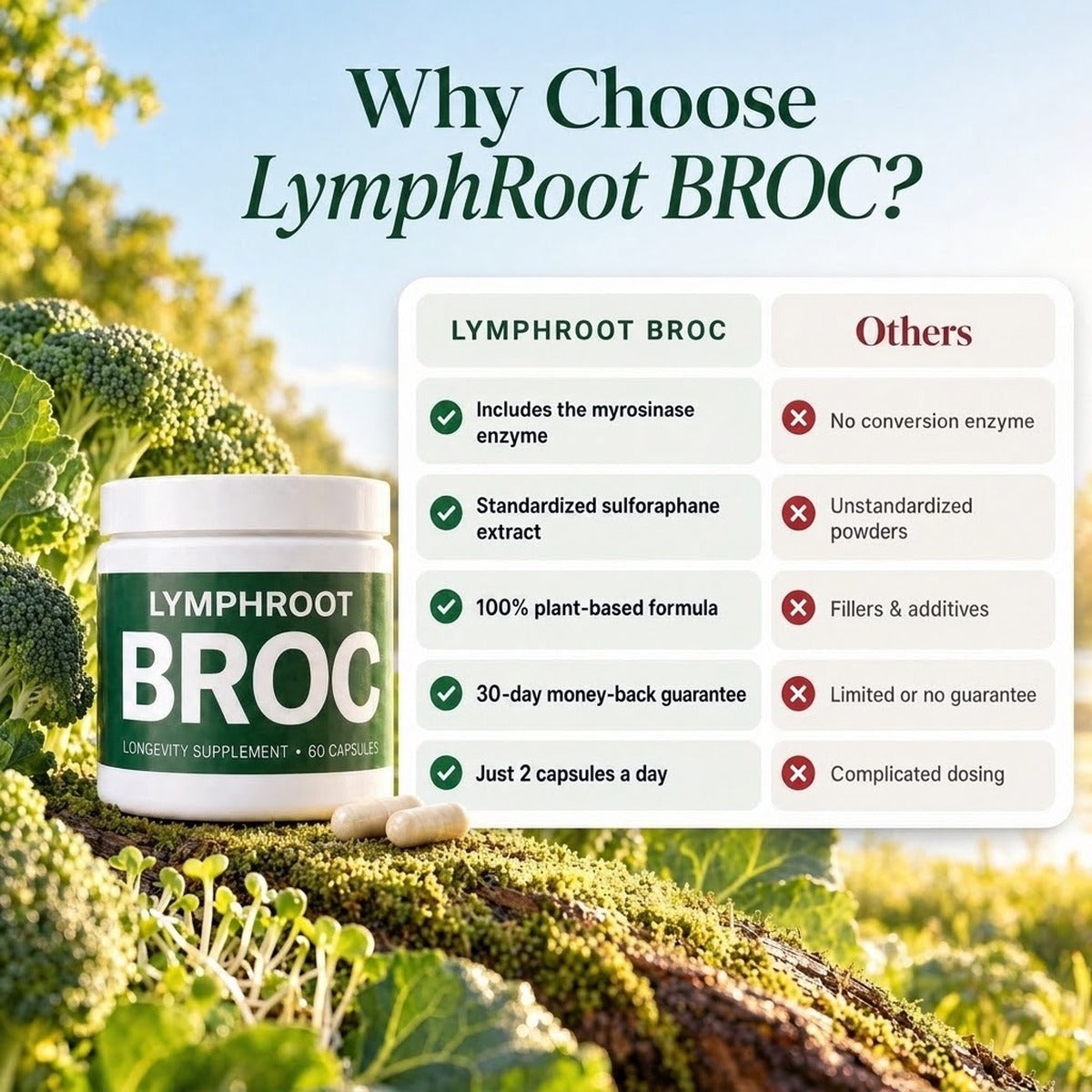 Why choose LymphRoot BROC compared to other sulforaphane supplements
